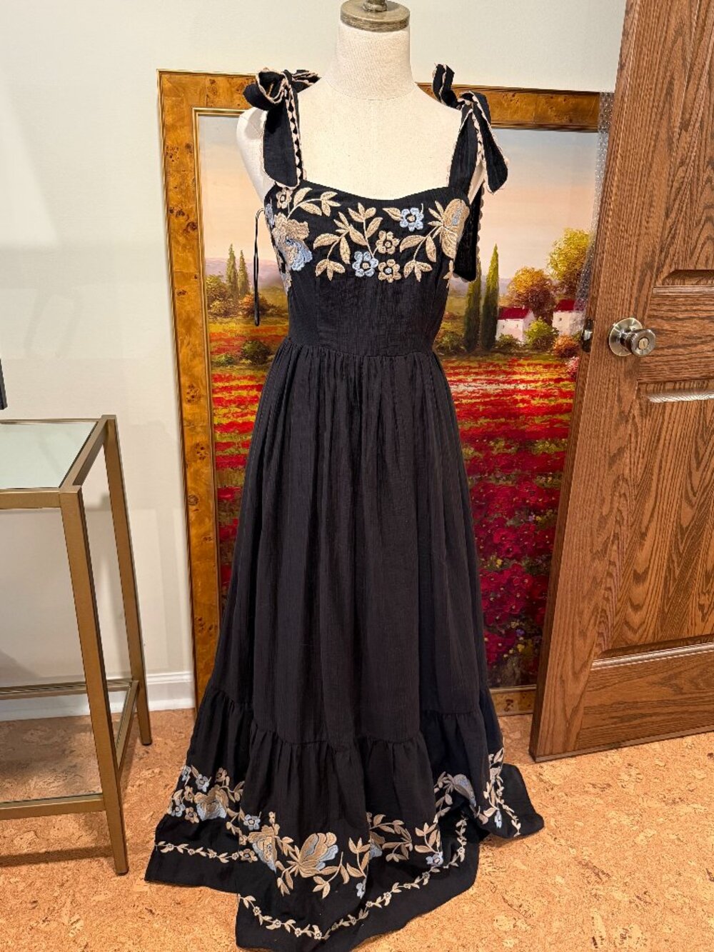 Embroidered Black Maxi Dress - Mable Brand